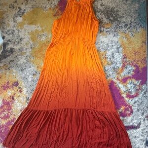 Knox Rose Vibrant Orange-Red Maxi Dress